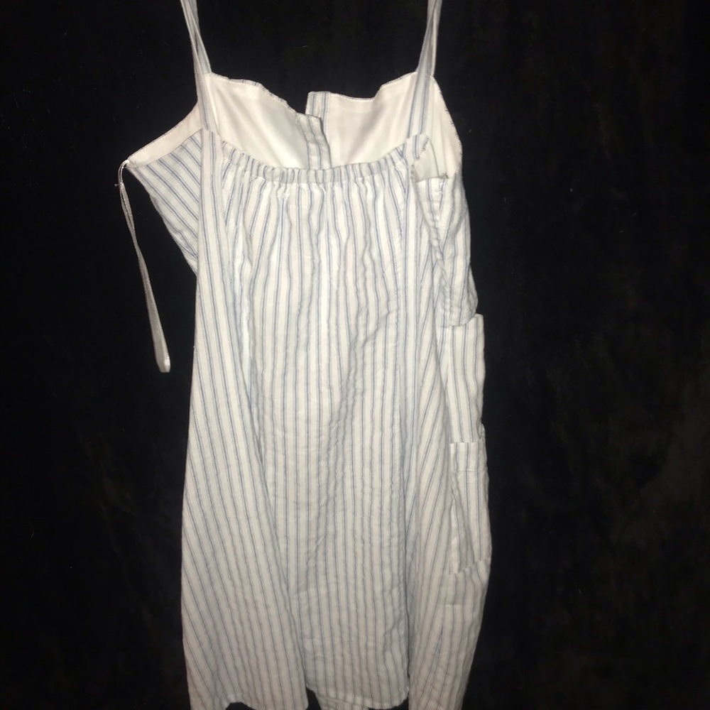 White and blue striped summer dress
